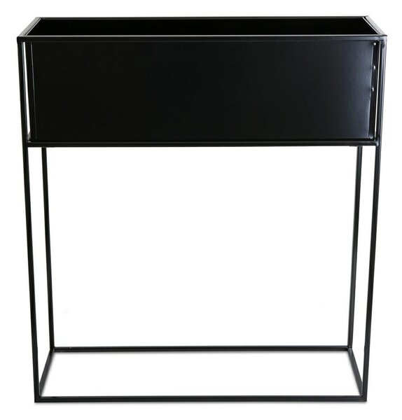 KOVOVÝ KVETINÁČ SO STOJANOM RECT 70X24X64 CM ČIERNA