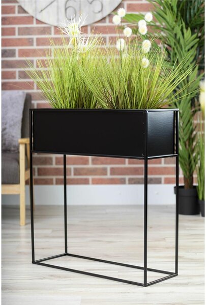 KOVOVÝ KVETINÁČ SO STOJANOM RECT 70X24X64 CM ČIERNA