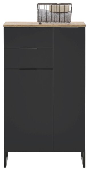 STREDNE VYSOKÁ SKRINKA, čierna, farba duba, 60/106/32 cm home24 - Kúpeľňové skrinky, Online Only
