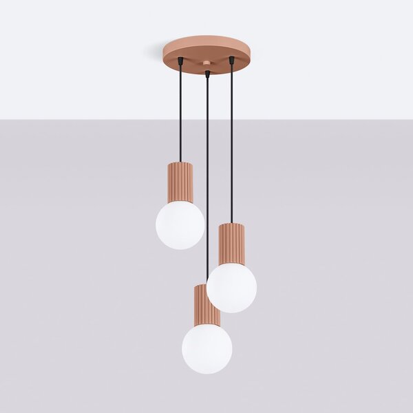 Závesné svietidlo Halo, 3x biele sklenené tienidlo, br, o