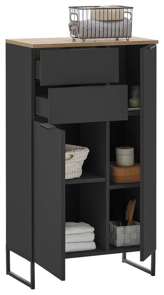 STREDNE VYSOKÁ SKRINKA, čierna, farba duba, 60/106/32 cm home24 - Kúpeľňové skrinky, Online Only