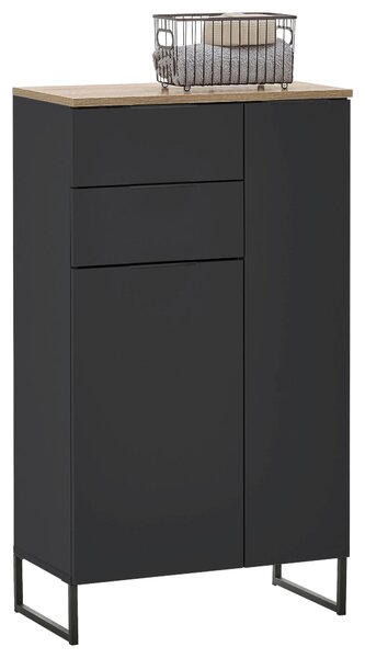 STREDNE VYSOKÁ SKRINKA, čierna, farba duba, 60/106/32 cm home24 - Kúpeľňové skrinky, Online Only
