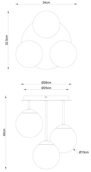 Globo 47441-3S - Prisadený luster HARMON 3xE14/25W/230V čierna