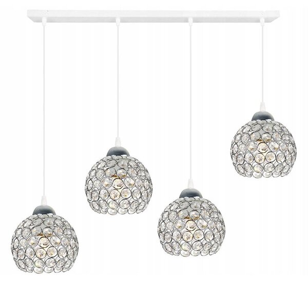 Závesné svietidlo Crystal, 4x strieborné krištáľové tienidlo, (chrómové uchytenie), w