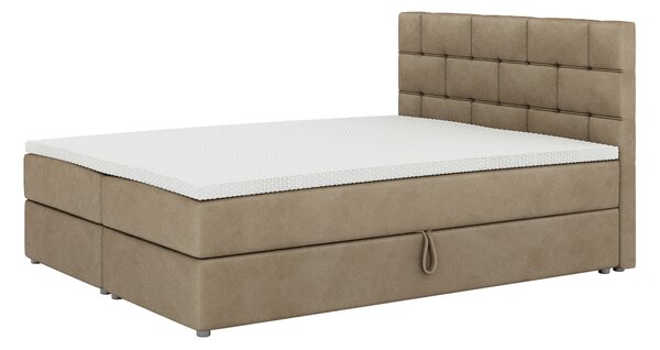 NovýNábytok.sk Manželská posteľ Boxspring 140x200 cm Waller (svetlohnedá) (s roštom a matracom). Akcia -20%. Vlastná spoľahlivá doprava až k Vám domov. 1007721