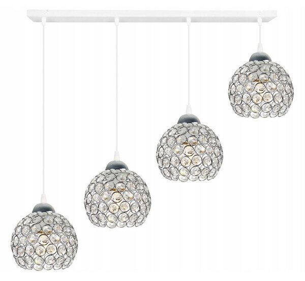 Závesné svietidlo Crystal, 4x strieborné krištáľové tienidlo, (chrómové uchytenie), w