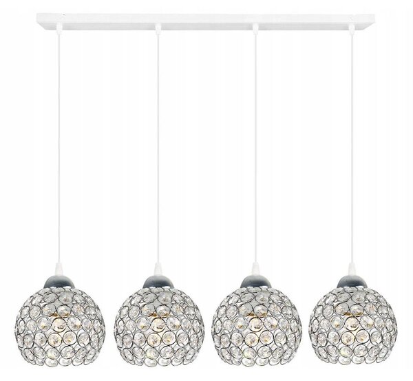 Závesné svietidlo Crystal, 4x strieborné krištáľové tienidlo, (chrómové uchytenie), w