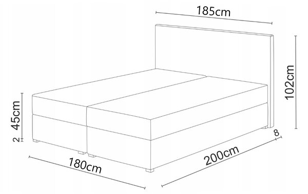 NovýNábytok.sk Manželská posteľ Boxspring 180x200 cm Waller (čierna) (s roštom a matracom). Akcia -20%. Vlastná spoľahlivá doprava až k Vám domov. 1007736