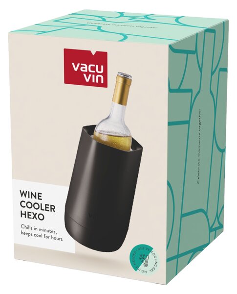 Chladiaca nádoba na víno s aktívnou vložkou HEXO Vacu Vin - čierna