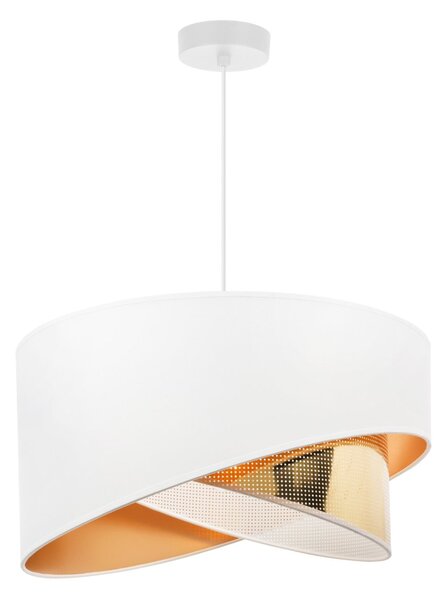 Závesné svietidlo Asti Duo2, 1x PVC/biele textilné tienidlo, (fi 45cm), g, w