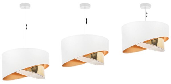 Závesné svietidlo Asti Duo2, 1x PVC/biele textilné tienidlo, (fi 45cm), g, w