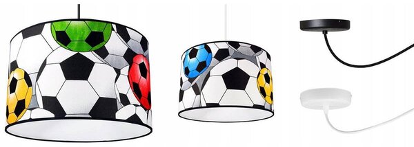Detské závesné svietidlo Soccer Spider, 1x textilné tienidlo so vzorom, (výber z 2 farieb konštrukcie)