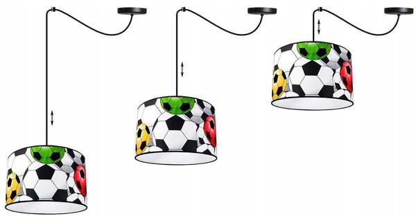 Detské závesné svietidlo Soccer Spider, 1x textilné tienidlo so vzorom, (výber z 2 farieb konštrukcie)