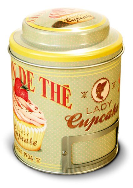 Dóza na čaj "Lady cupcake" 9x11.5 cm, plech (NT0010)