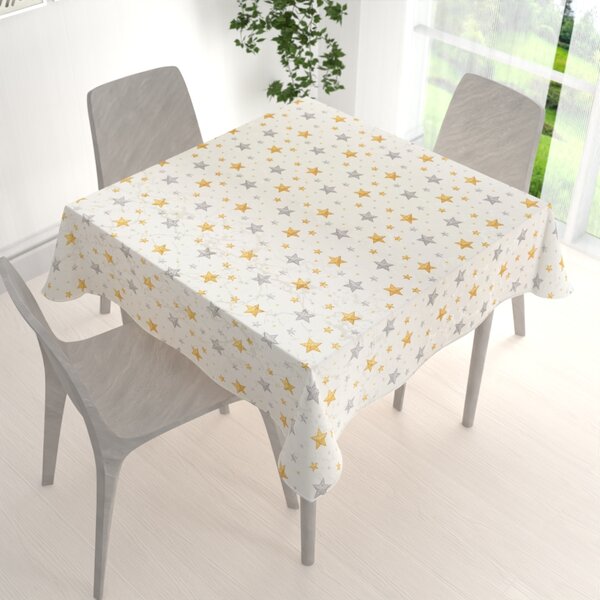 Biante Luxusný dekoračný vianočný štvorcový obrus Parma PM-139 Strieborno-zlaté hviezdičky na strieborno-krémovom 40x40 cm