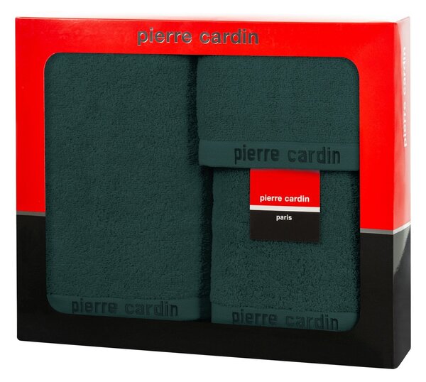 BAVLNENÝ UTERÁK PIERRE CARDIN EVI SADA 3KS 30X50 CM, 50X90 CM, 70X140 CM TMAVOZELENÁ