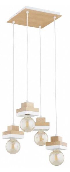 Luster na lanku MIKO 4xE27/15W/230V biela/béžová
