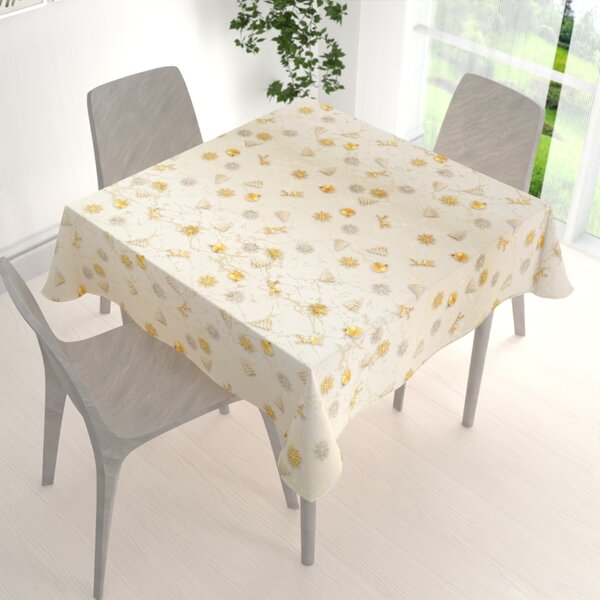 Biante Luxusný dekoračný vianočný štvorcový obrus Parma PM-136 Zlato-biele vianočné ozdoby na zlato-béžovom 40x40 cm