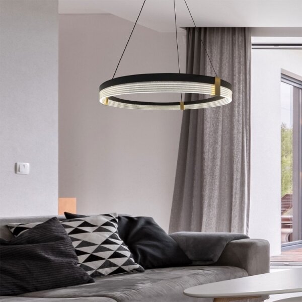Závesný LED luster na lanku TRIANGLE LED/40W/230V 3000/4000/6000K pr. 60 cm čierna