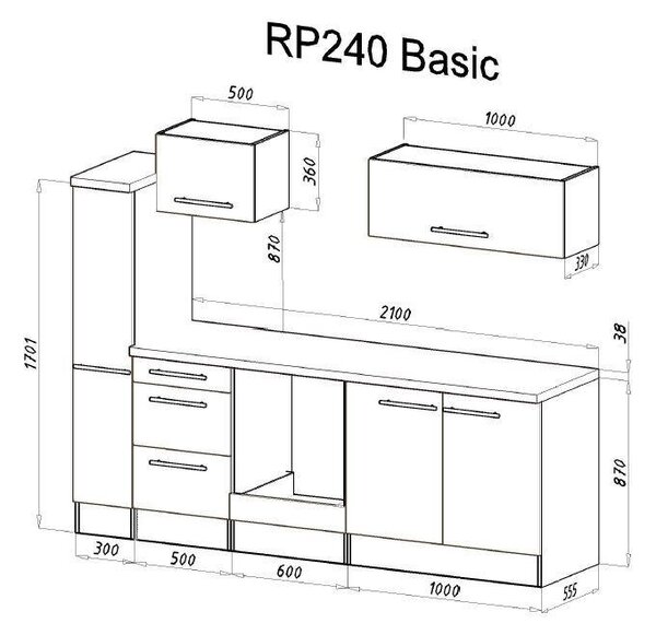 KUCHYNSKÝ BLOK 240 cm Respekta - Online Only kuchyne, Online Only