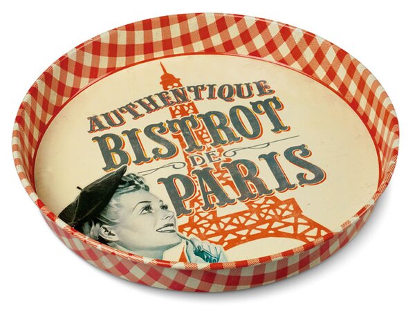 Podnos okrúhly "Bistrot de Paris" 34x5 cm, plech (NT0342)