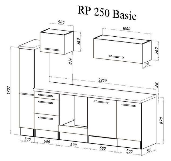 KUCHYNSKÝ BLOK 250 cm Respekta - Online Only kuchyne, Online Only