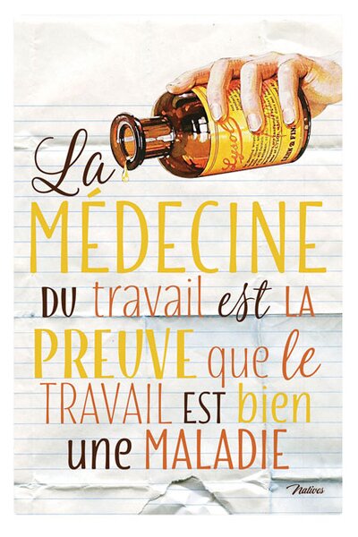 Dekoračná tabuľka M "Medecine du travail" 20x30 cm, plech