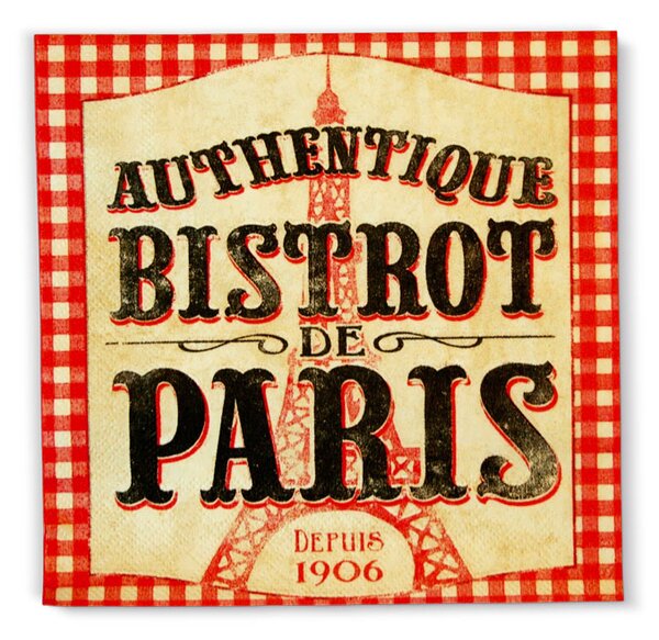 Servítky 20ks "Bistrot de Paris" 33 x 33 cm, papier
