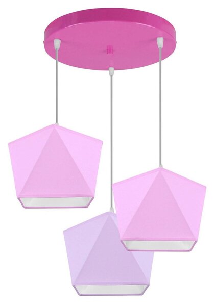 Detské závesné svietidlo Diamond, 3x textilné tienidlo (mix 10 farieb), (výber z 5 farieb konštrukcie), o