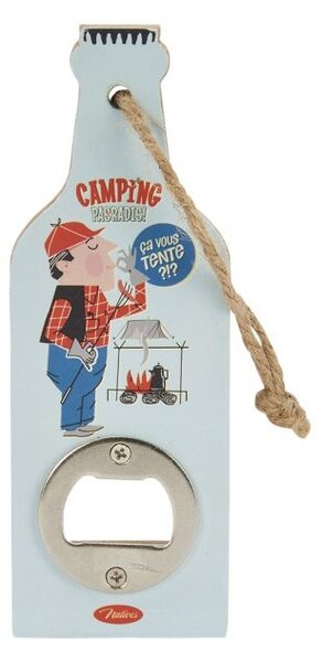 Otvárač na fľaše vreckový "Camping pas un radis" 5,4 x 0,9 x H. 15 cm, drevo + kov