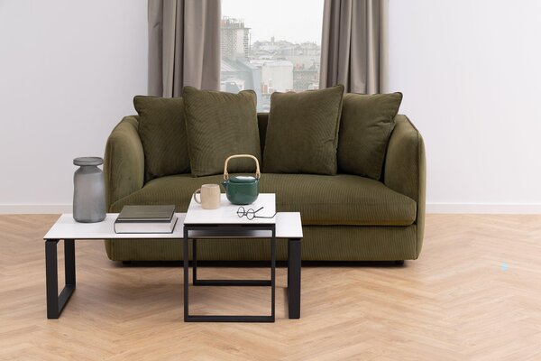 SADA KONFERENČNÝCH STOLÍKOV, čierna, biela, kov, sklo, 115/55/45 cm MID.YOU - Stolíky do obývačky, Online Only