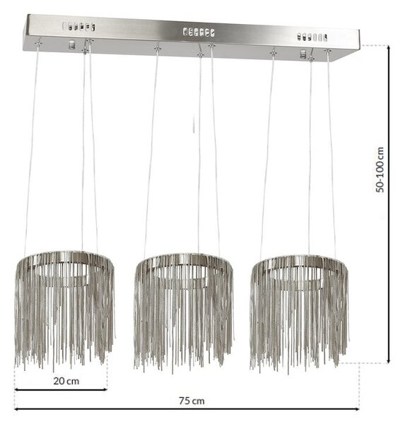 Závesné LED svietidlo Cascata, 1x LED 54w, 3000k, ch