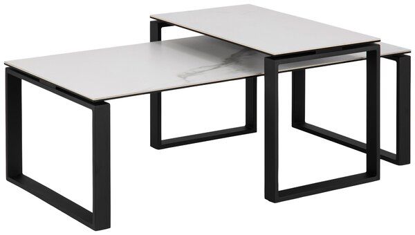 SADA KONFERENČNÝCH STOLÍKOV, čierna, biela, kov, sklo, 115/55/45 cm MID.YOU - Stolíky do obývačky, Online Only