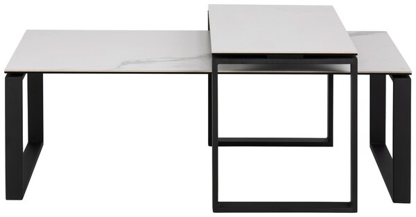 SADA KONFERENČNÝCH STOLÍKOV, čierna, biela, kov, sklo, 115/55/45 cm MID.YOU - Stolíky do obývačky, Online Only