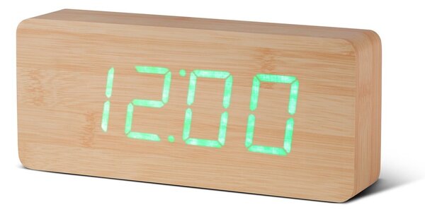 Svetlohnedý budík so zeleným LED displejom Gingko Slab Click Clock