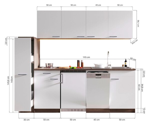 KUCHYNSKÝ BLOK 225 cm Respekta - Online Only kuchyne, Online Only