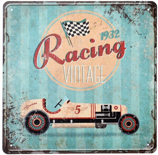 Vintage dekoračná tabuľka "Racing Vintage", plech, 30x30 (MP23 KMG)