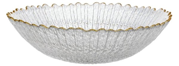 Sklenená miska Vera so zlatým okrajom, 25 cm