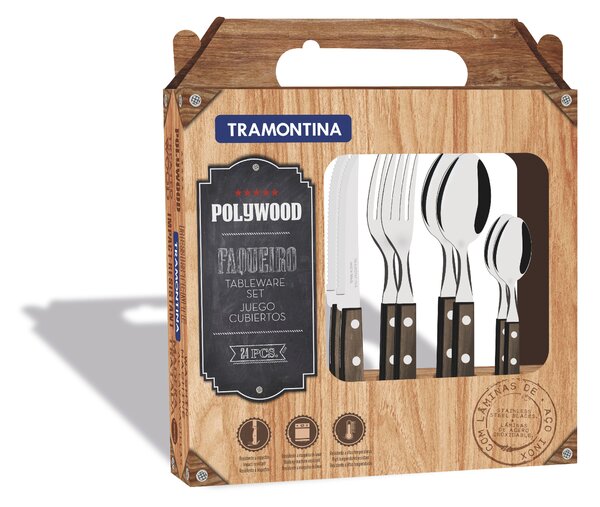 Set BBQ príborov Tramontina Polywood - 24ks - hnedý