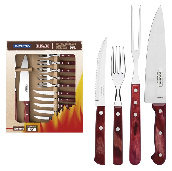 Set príborov Tramontina Polywood BBQ 14 ks - červený