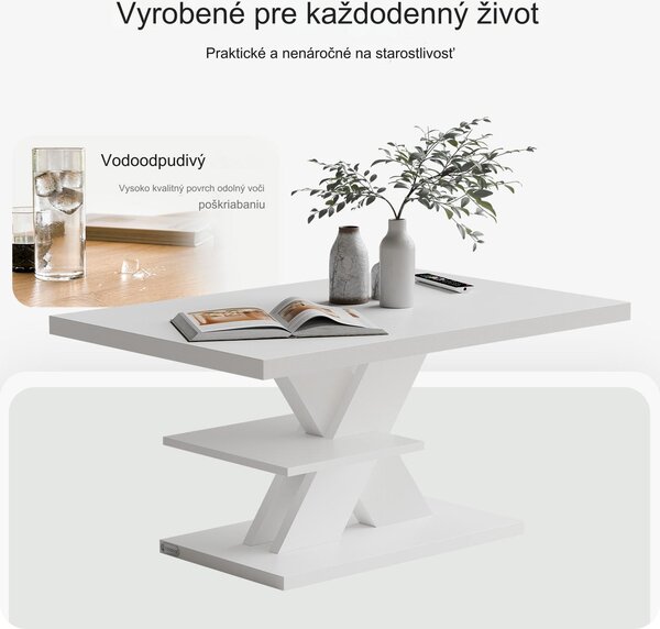 Konferenčný stolík Detroit 90x60x45cm - biely