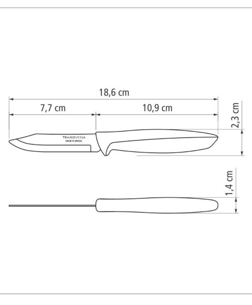 Nôž na ovocie a zeleninu Tramontina Plenus 7,5cm - sivý