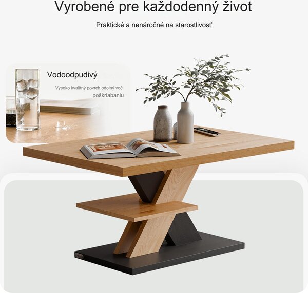 Konferenčný stolík Detroit 90x60x45cm - drevo/sivý