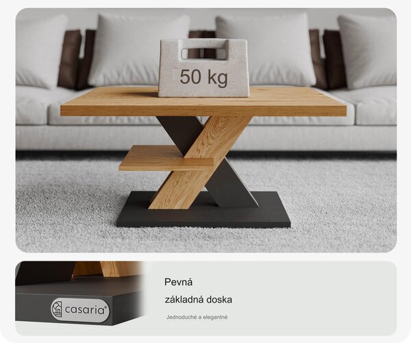 Konferenčný stolík Detroit 90x60x45cm - drevo/sivý