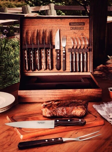 Set príborov na grilovanie Tramontina Churrasco Polywood BBQ - 15 ks - hnedý