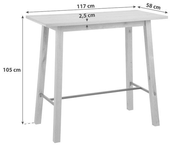 BAROVÝ STÔL, divoký dub, divoký dub, 117/58/105 cm P & B - Online Only jedálne, Online Only