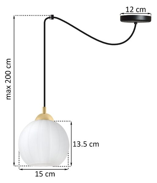 Závesné svietidlo Costa Spider, 1x biele sklenené tienidlo, b/g