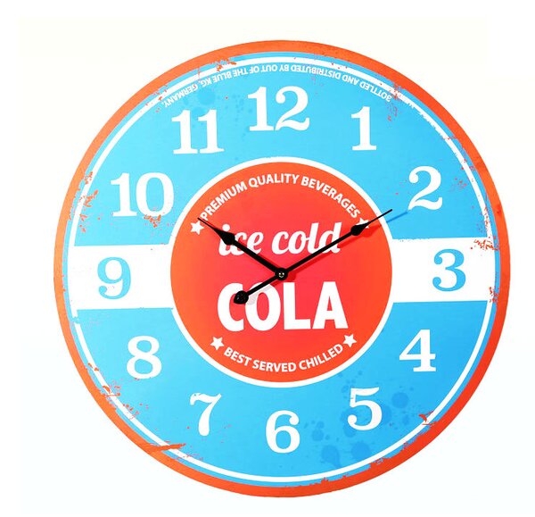 Hodiny XXL retro nástenné "Ice Cold Cola", ∅58 cm (79-3227)