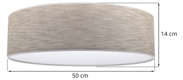 Stropné svietidlo Stone, 1x béžové textilné tienidlo/biele PVC tienidlo, (biele plexisklo), (fi 50cm)