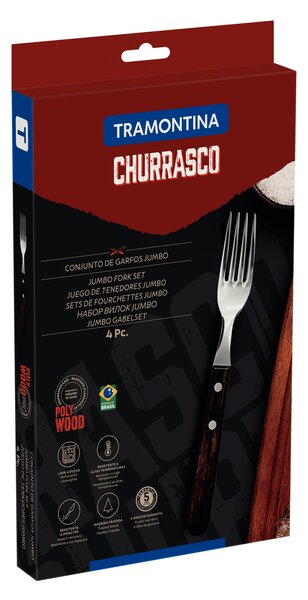 Set vidličiek Jumbo Tramontina Polywood Churrasco 4ks - hnedý